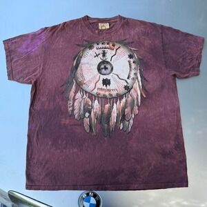 Vintage 1997 Purple splatter Tye dye and white The Mountain Native American